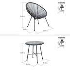 DUKAP Sassio 3 Piece Patio Seating Set with Two Chairs and One Coffee Table, Outdoor Conversation Seats with Weather and Water Resistance, Spacious Porch Furnitures for Ultimate Comfort | Grey