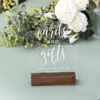 Acrylic Gifts And Cards Sign With Wood Stand- 5   X 7'' Clear Acrylic Table Decoration Signs With Holder For Wedding Reception &