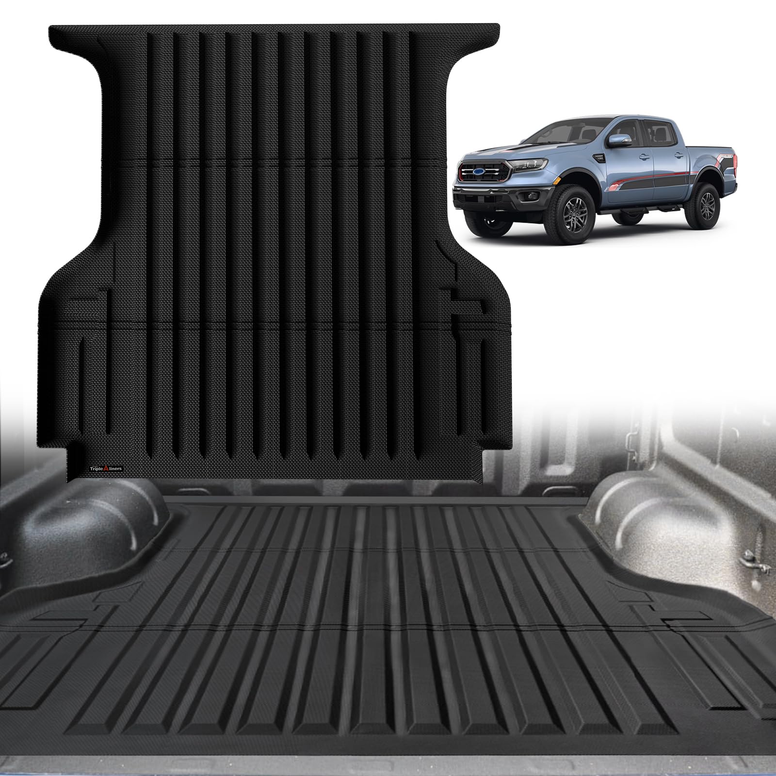 Triplealiners Truck Bed Mat Compatible With 2019-2023 Ford Ranger Accessories 5Ft Vehicle Perfectly Flush All Weather Protection