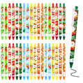 SULOLI 36 Pcs Christmas Pens, Retractable Pen Christmas Ballpoint Pens Black Ink Santa Snowman Tree Xmas Writing Pens for Christ
