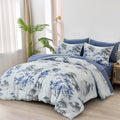 Dinjoy Queen Comforter Set, 7 Piece Comforter Set Queen, White Queen Size Bed Sets, Queen Sheet Set With Comforter, Flower Beddi