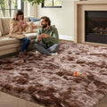 6x9 ft Brown Fuzzy Rugs for Living Room Fluffy Bedroom Rug Coffee Soft Area Rugs Non-Slip Shag Carpet for Nursery Kids PlayRoom 