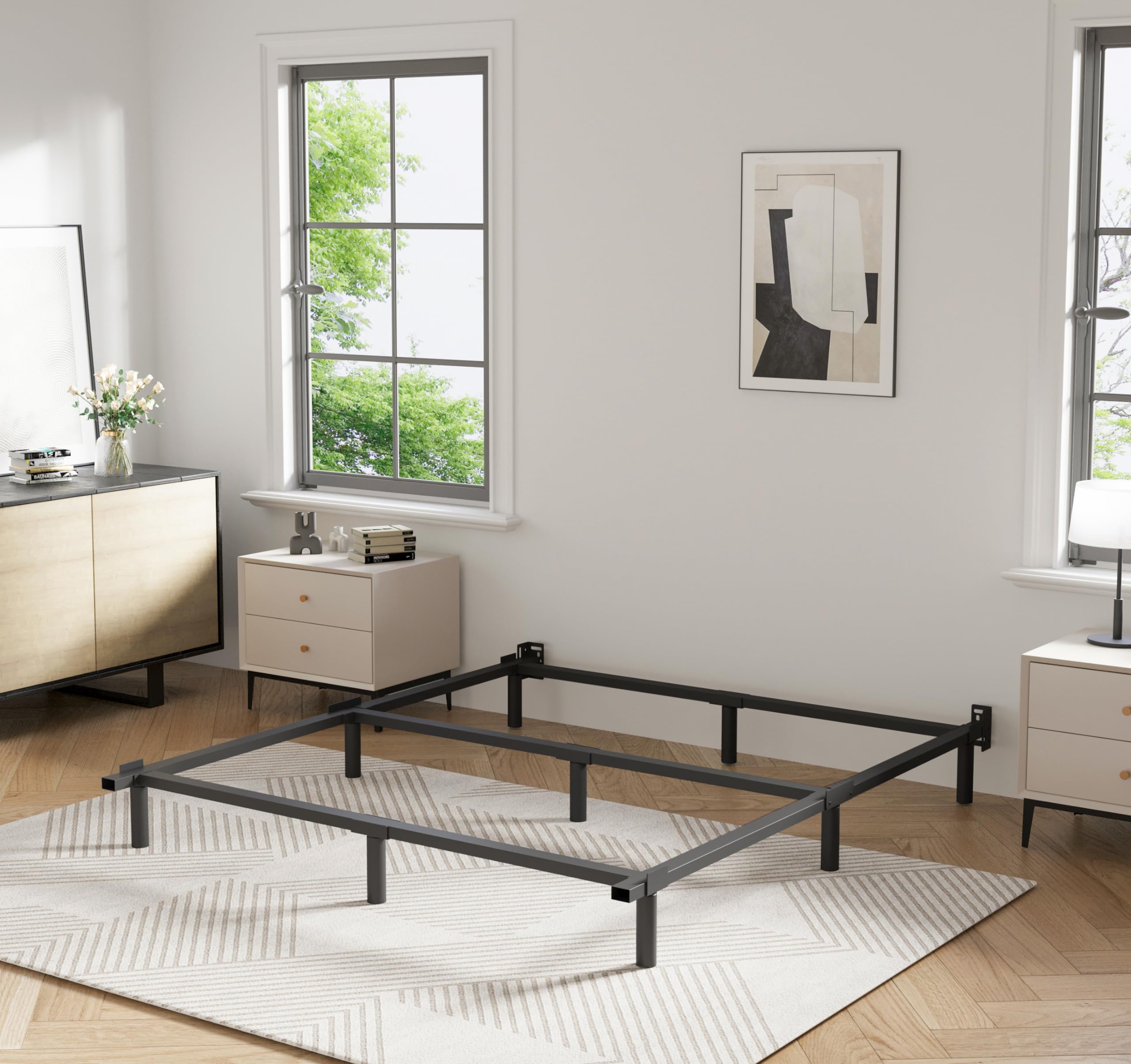 Bedsnus Full Size Bed Frame, 9 Inch Metal Basics Bed Frame,High Profile Base For Box Spring, 9-Leg Support, Noise-Free, Easy Ass