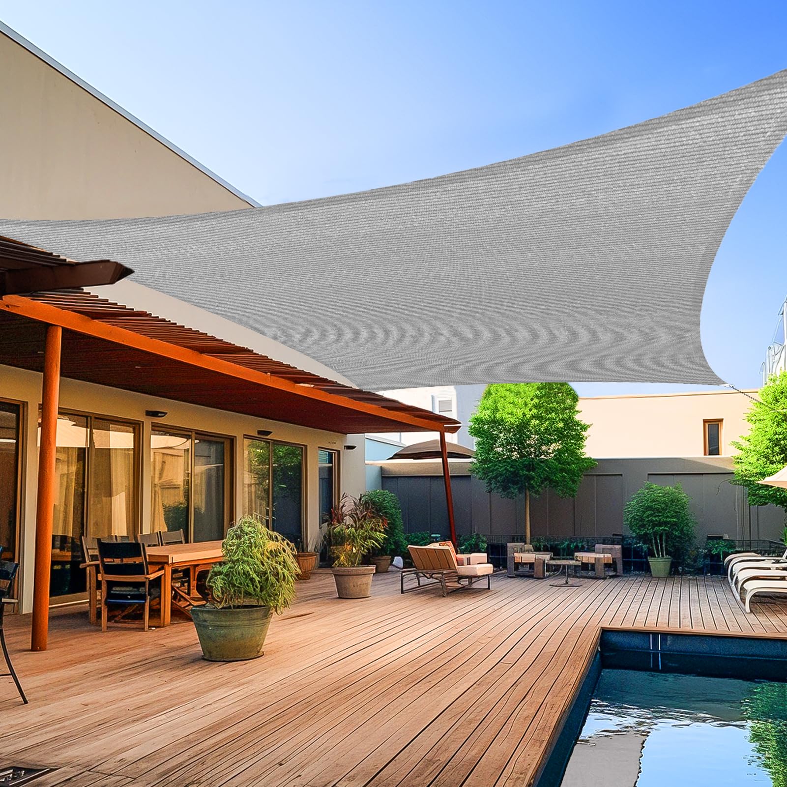 Shade&Beyond 8'X10' Sun Shade Sail Rectangle Canopy Sail Sunshade Uv Block For Patio Yard Backyard Light Grey, (We Make Custom S
