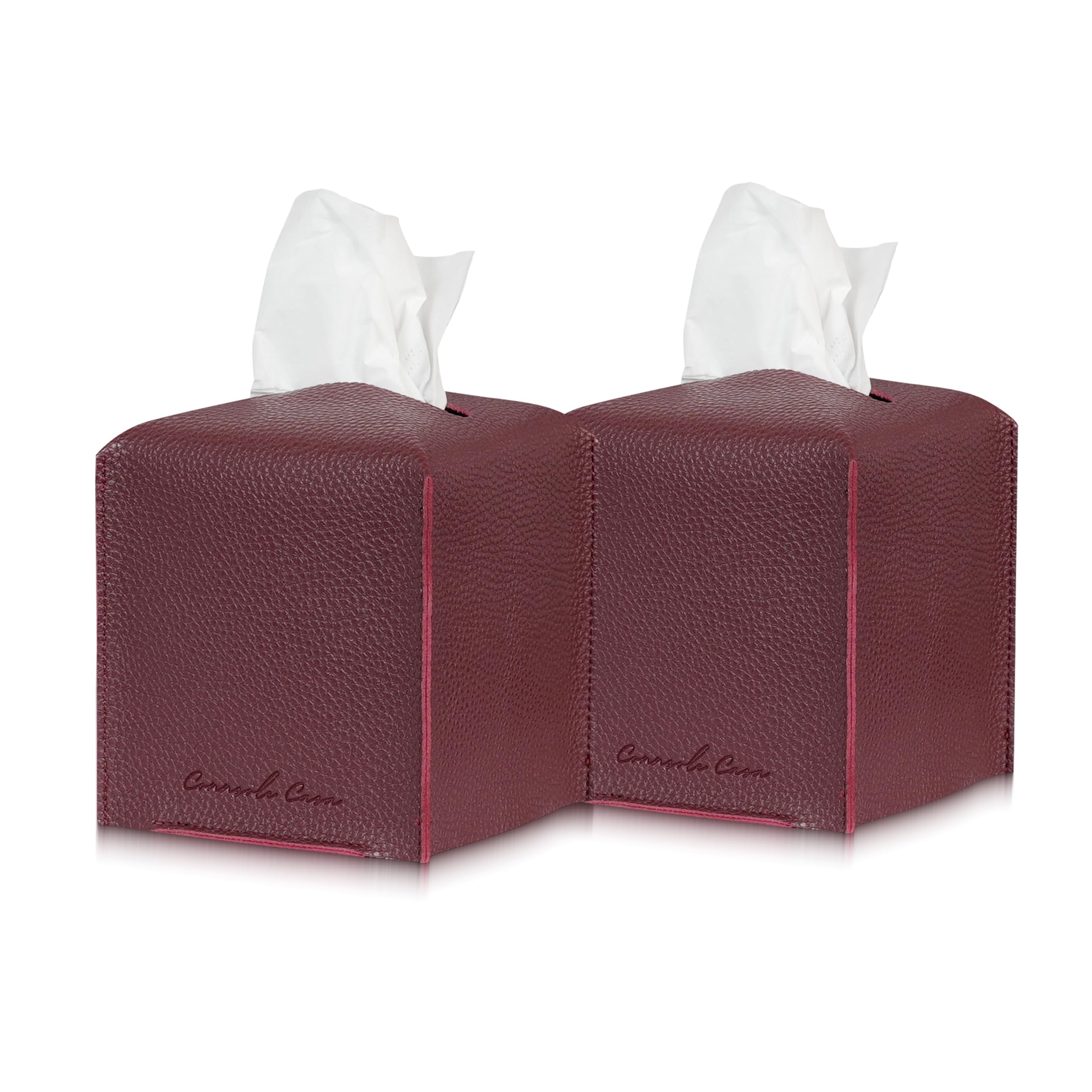 Connsole Casa Premium PU Leather Tissue Box Holder - Elegant Hotel-Style Cherry Red Tissue Box Cover Enhanced D  cor of Home, Of