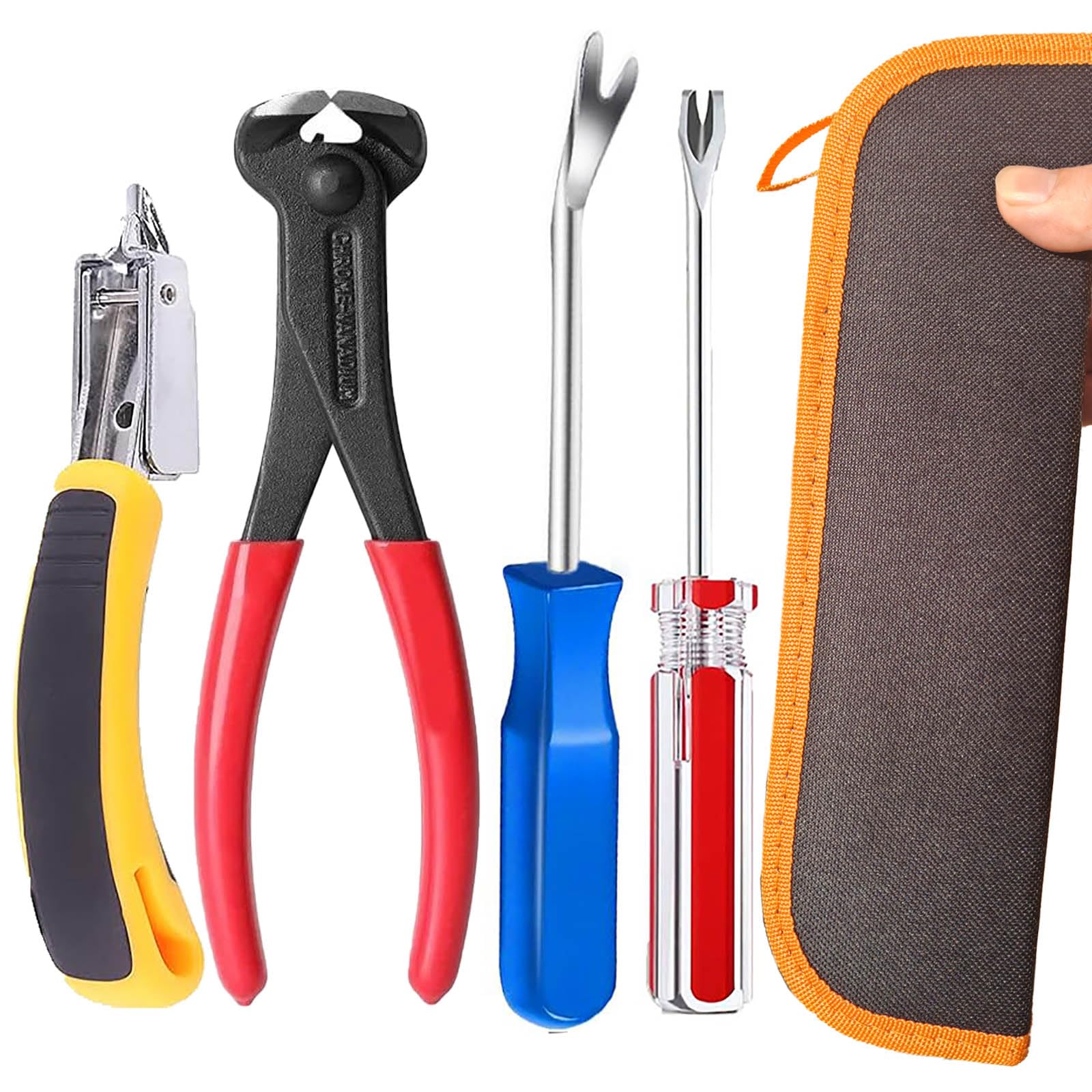 Upholstery Staple Remover Tack Puller Nail Remover Tool Set Nail Puller Plier, Staple Puller, Tack Lifter, Fastener Remover, For
