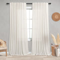 Koufall Back Tab Rod Pocket Linen Sheer Curtains For Living Room-Natural-72X108