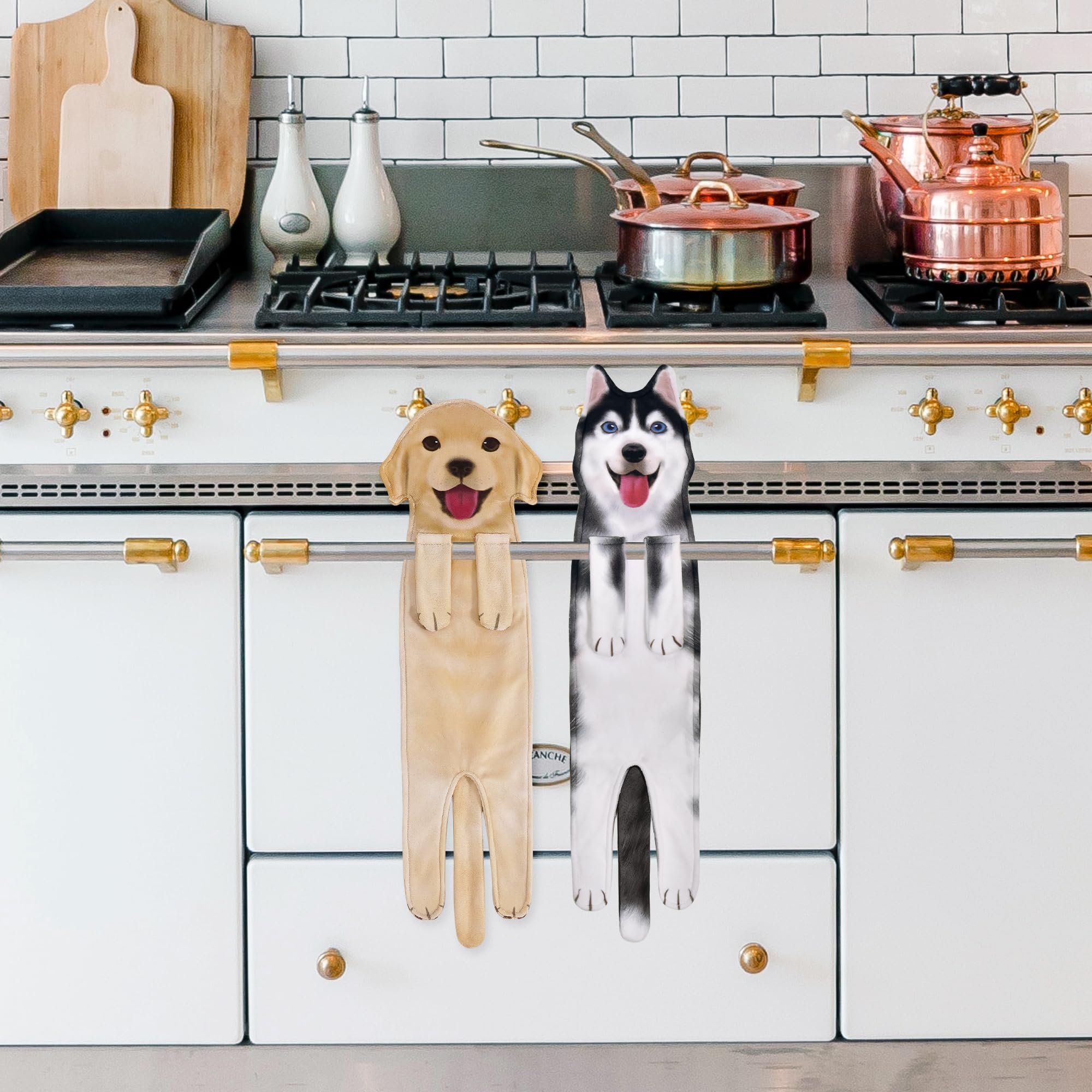 Agrimony Funny Husky Dog Hand Towels For Kitchen Bathroom - Dog Mom Gifts For Women Dog Dad Gifts For Men- Mothers Fathers Days