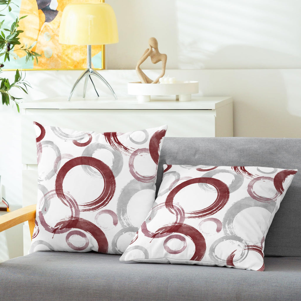 Calitime Throw Pillow Cases Pack Of 2 Cozy Fleece Ink And Wash Geometric Circles Rings Decorative Cushion Covers For Couch Bed S