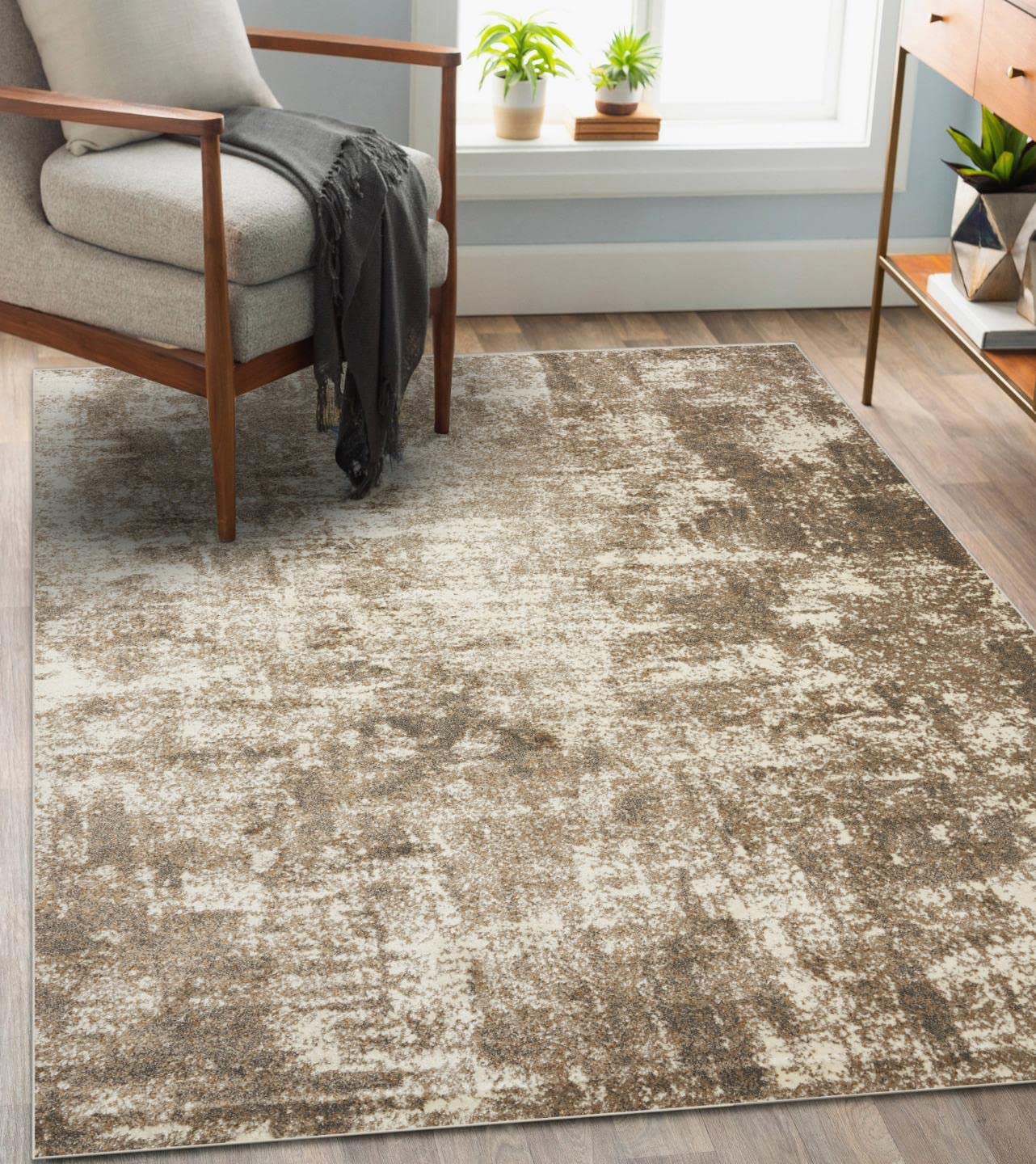 LUXE WEAVERS Lagos Collection Beige 2x7 Abstract Area Rug