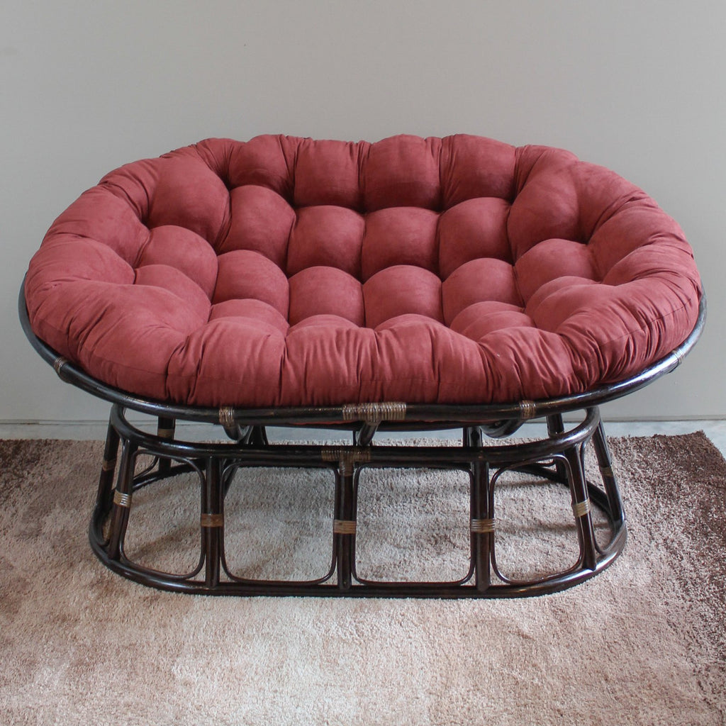 International Caravan Furniture Piece 63X45-Inch Double Papasan With Micro Suede Cushion