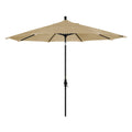 California Umbrella Gscu118302-8318-Dwv 11' Round Aluminum Market, Crank Lift, Collar Tilt, Black Pole, Sunbrella Linen Sesame P