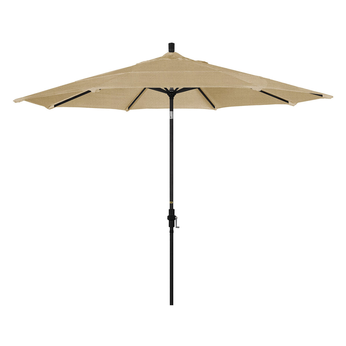 California Umbrella Gscu118302-8318-Dwv 11' Round Aluminum Market, Crank Lift, Collar Tilt, Black Pole, Sunbrella Linen Sesame P