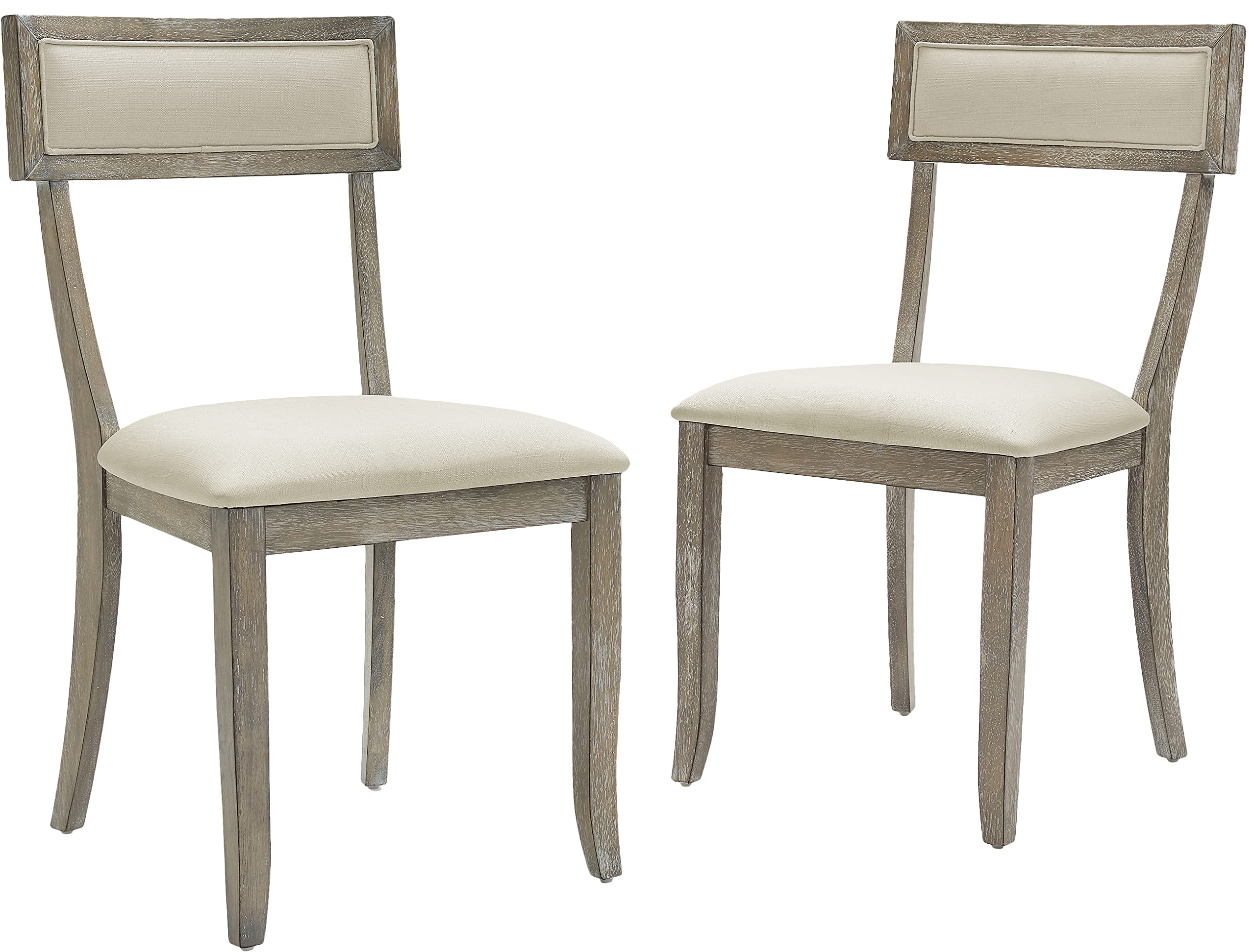 Crosley Furniture Alessia Upholstered Wood Klismos Dining Chairs Set of 2, Rustic Gray Wash/Crème