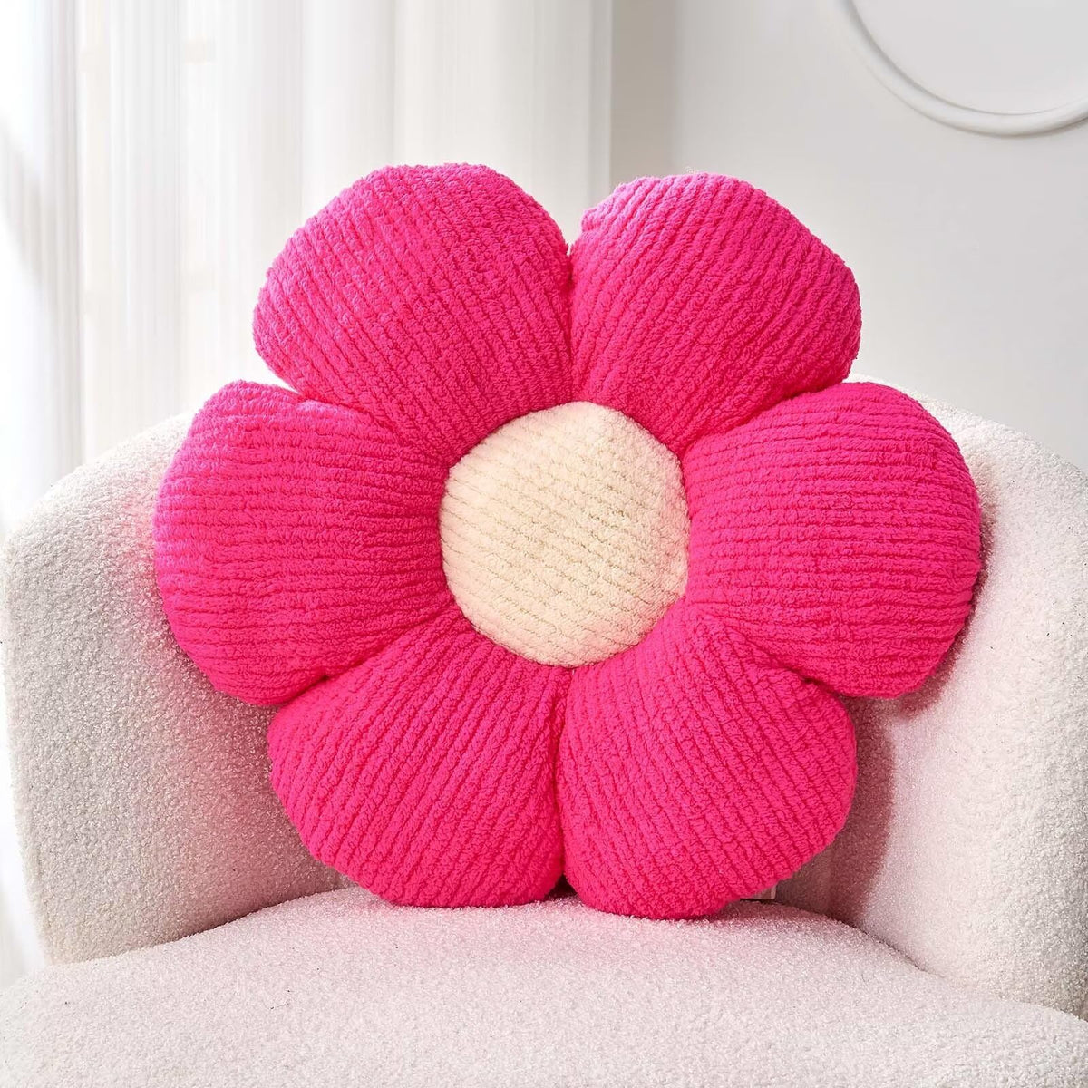 Kcvvcr Flower Throw Pillow, Soft Hot Pink 19.6' Flower Pillow For Home Decor, Cute Flower Shaped Floor Pillow Aesthetic Flower