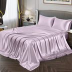 Vonty Satin Sheets Full Size Silky Soft Satin Bed Sheets Luxury Lavender Satin Sheet Set, 1 Deep Pocket Fitted Sheet + 1 Flat Sh