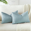 Otostar Pack Of 2 Velvet Soft Solid Decorative Throw Pillow Covers 16 X 24 Inch Pillow Covers Lumbar Cushion Case Couch Pillowcases For Sofa Bed Home Decor (Light Blue)