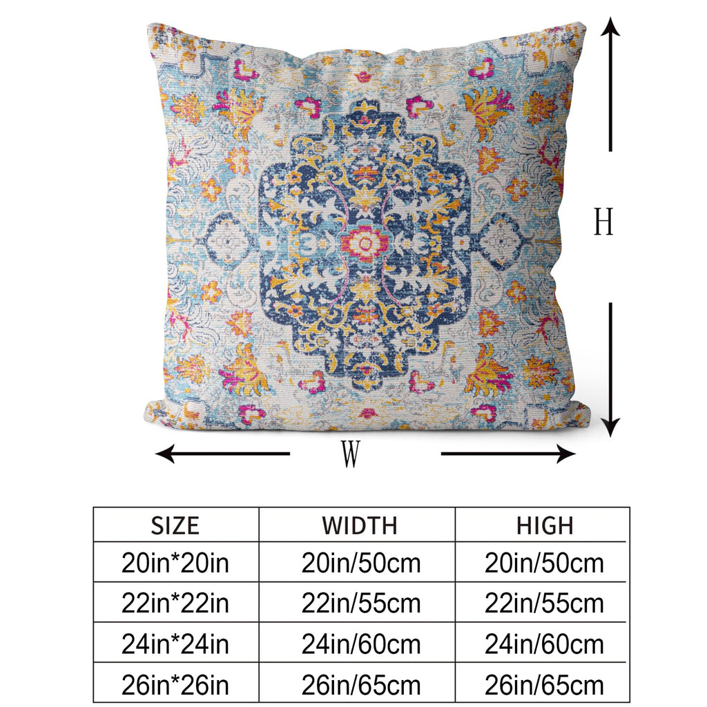 Snycler Boho Throw Pillow Covers 24X24 Inch Set Of 2 Burnt Blue Yellow Terracotta Rust Colored Throw Pillows Double Sided Boho H