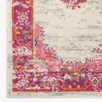 Nourison Passion Ivory/Fuchsia 3'9'' X 5'9'' Area-Rug, Boho, Traditional, Easy-Cleaning, Non Shedding, Bed Room, Living Room, Ha