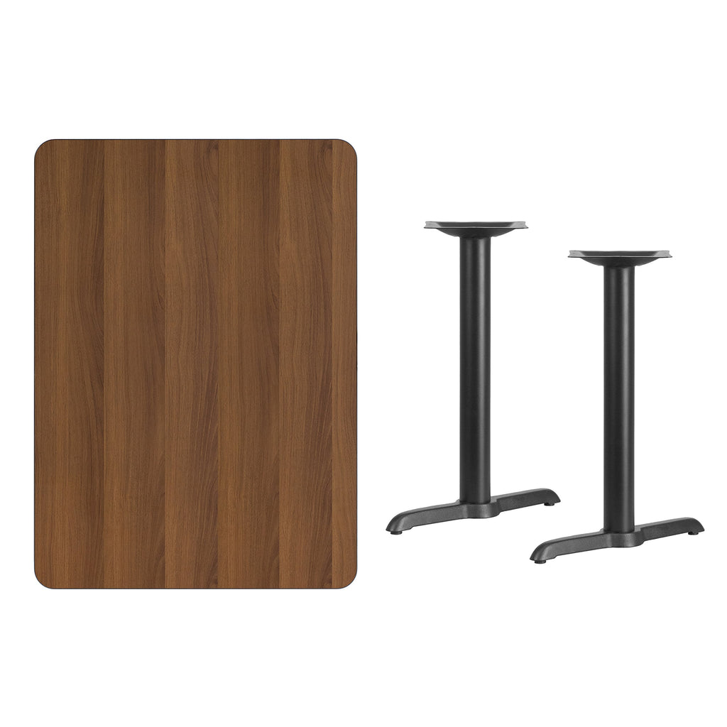 Flash Furniture Graniss 30'' X 42'' Rectangular Walnut Laminate Table Top With 5'' X 22'' Table Height Bases