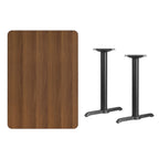 Flash Furniture Graniss 30'' X 42'' Rectangular Walnut Laminate Table Top With 5'' X 22'' Table Height Bases
