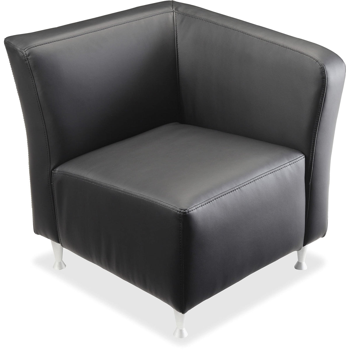 Lorell Fuze Modular Series Black Leather Guest Seating