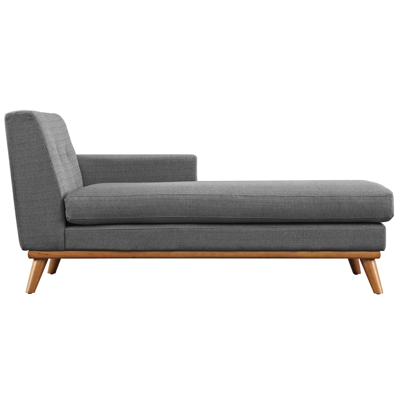 Modway Engage Mid-Century Modern Upholstered Fabric Right-Arm Chaise In Gray