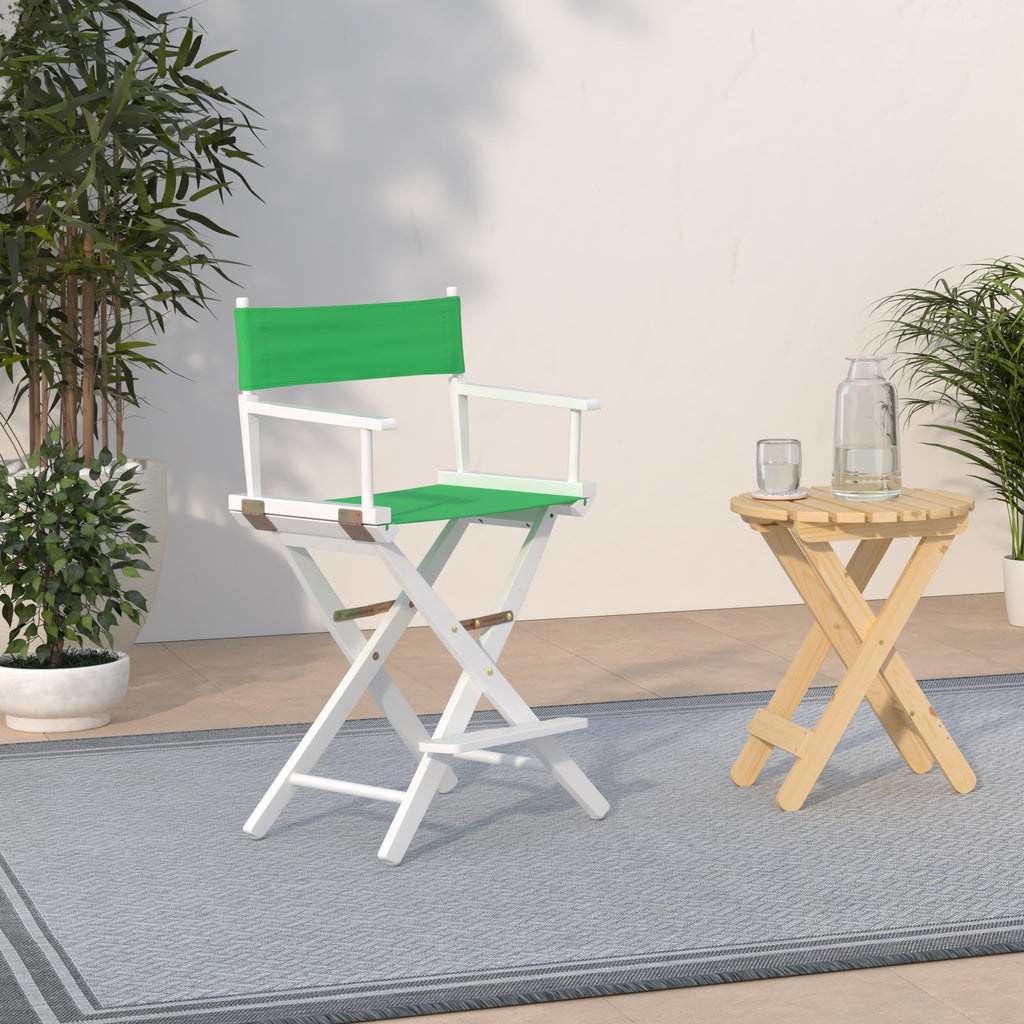 Casual Home Director'S Chair ,White Frame/Green Canvas,24" - Counter Height