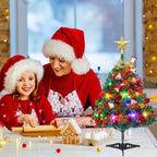 Mini Xmas Tree, 24''/60Cm Artificial Small Tabletop Christmas Pine Tree With Ornaments For Holiday Home Office Decoration