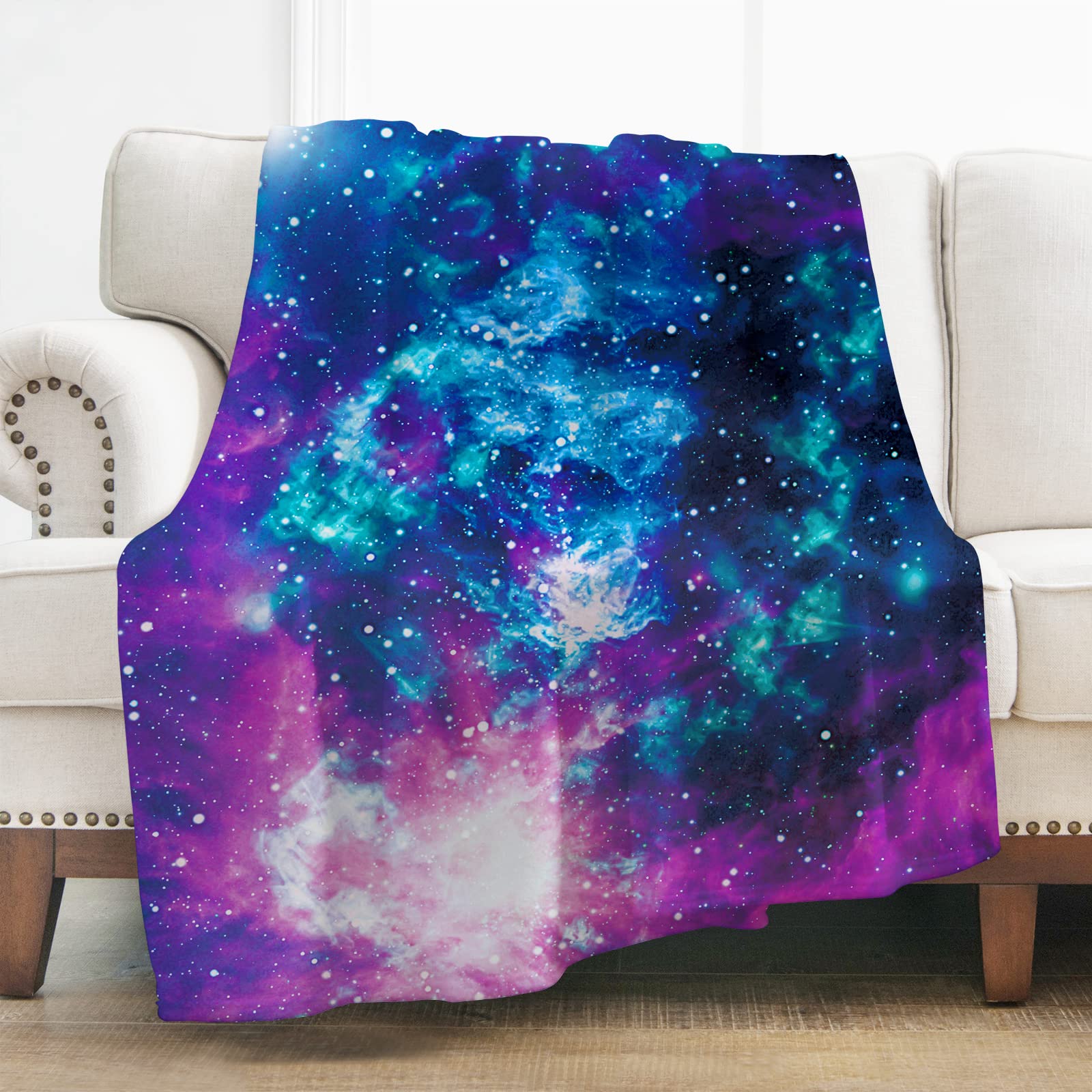 Levens Galaxy Space Throw Blanket Gifts for Women Girls Boys, Science Fiction Print Decor for Bedroom Living Room Birthday Chris