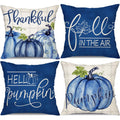 DFXSZ Fall Pillow Covers 20x20 inch Set of 4 Buffalo Plaid Fall Blue Pumpkin Throw Pillow Cover Autumn Thanksgiving Decoration f