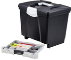 Storex Portable File Box With Bottom Drawer, Letter Size, Black (61513U01C)