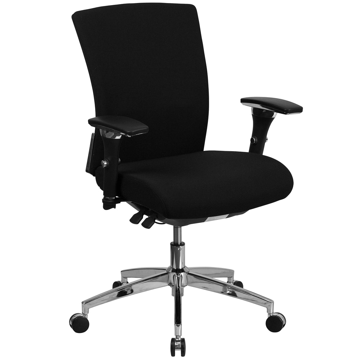 Flash Furniture HERCULES Series 24/7 Intensive Use 300 lb. Rated Black Fabric Multifunction Ergonomic Office Chair with Seat Slider