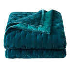 Hiend Accents Stella Faux Silk Velvet Quilt, King Size, Teal Solid Color, Romantic Modern Western Traditional Style Luxury Beddi