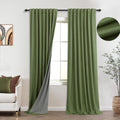 Koufall Mid Century Modern Curtains For Bedroom Living Room,Olive Green Blackout Retro Curtains For Christmas,90 Inch Length Lon