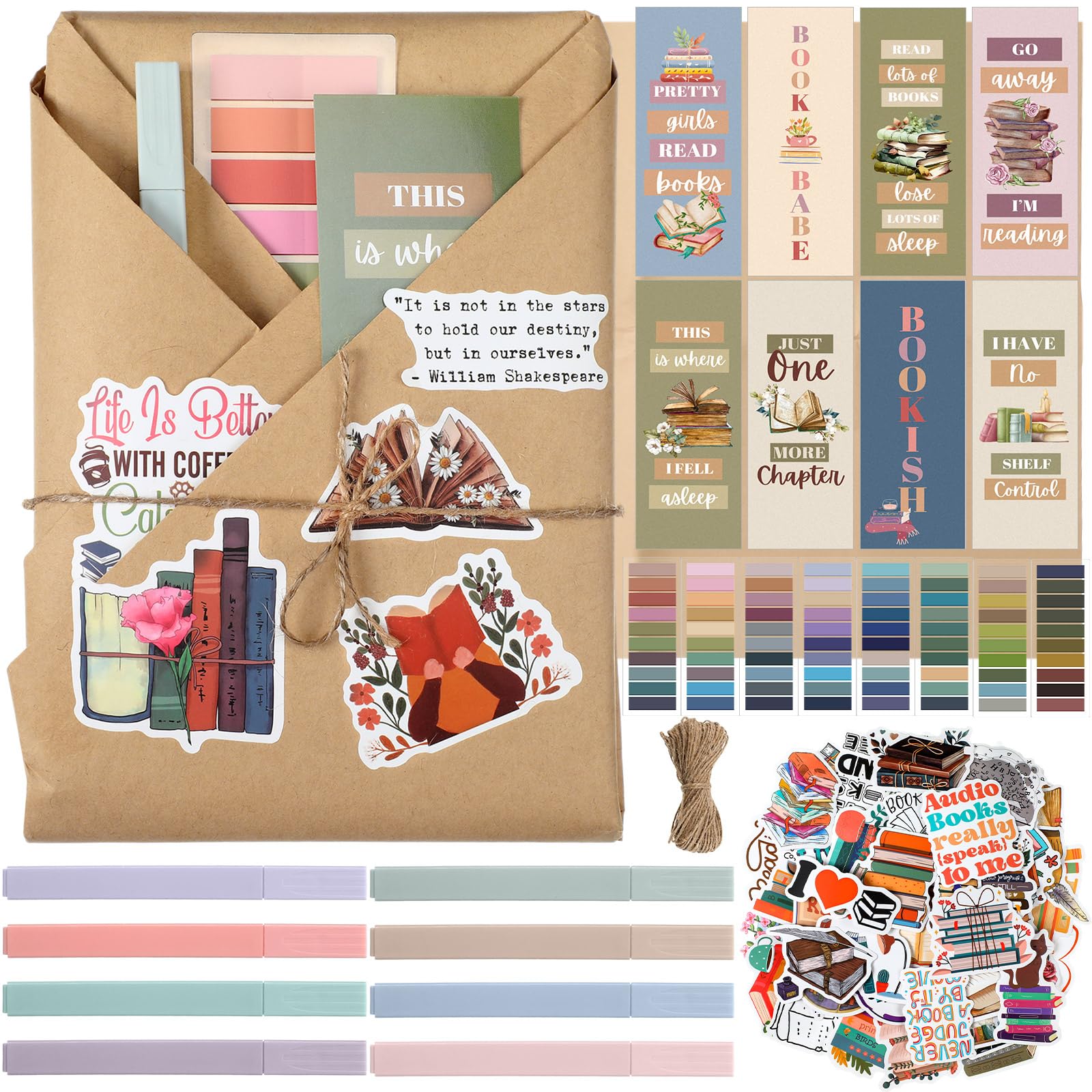 Resurhang 8 Set Blind Date with a Book Gift Box Supplies Kits Excluding Books Book Club Gifts Bulk for Women Book Lovers Bookish