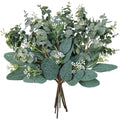 Mixed Eucalyptus Leaves Stems Bulk Artificial Eucalyptus Leaves Sprays Faux Oval Eucalyptus Leaves with White Seeds Stems for Fl