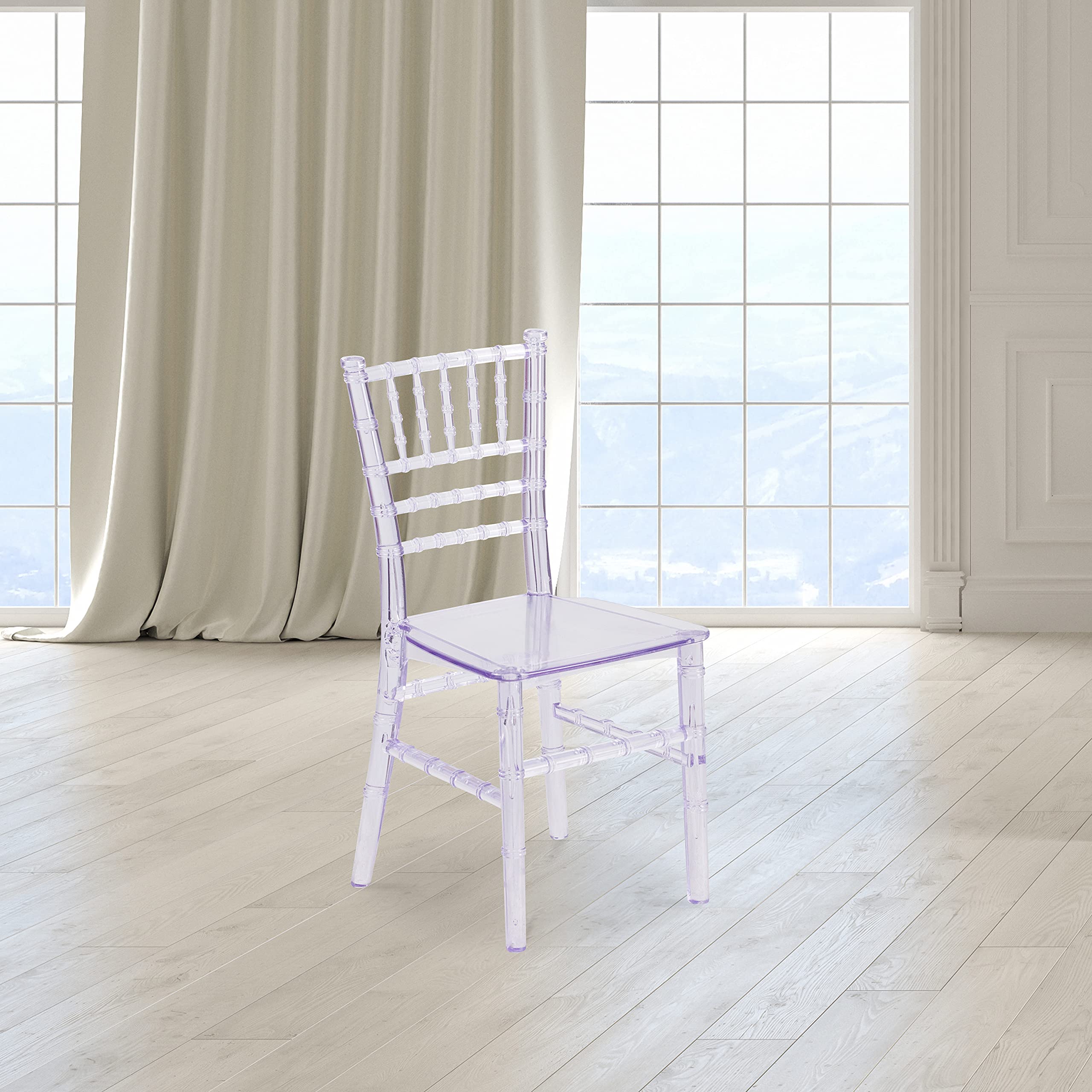 EMMA + OLIVER Childs All Occasion Transparent Crystal Resin Chiavari Chair for Home or Home Based Rental Business