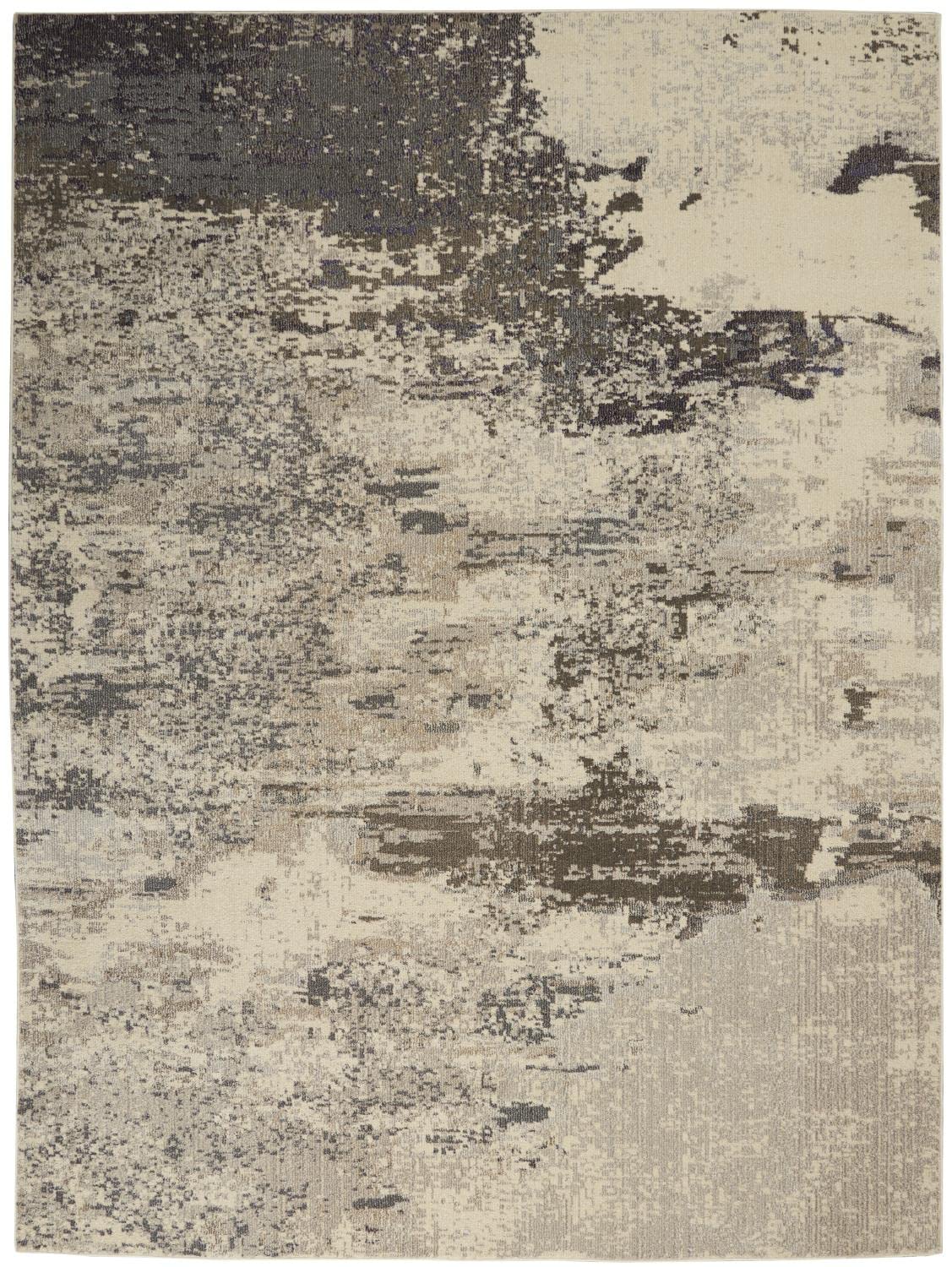 Nourison Celestial Modern Abstract Ivory/Grey 7'10' X 10'6' Area Rug, Easy Cleaning, Non Shedding, Bed Room, Living Room, Dini