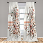Ambesonne Birds And Nature Window Curtains Pack Of 2, Autumnal Composition Of Muted Leafy Floral With Sparrowbird, Lightweight S