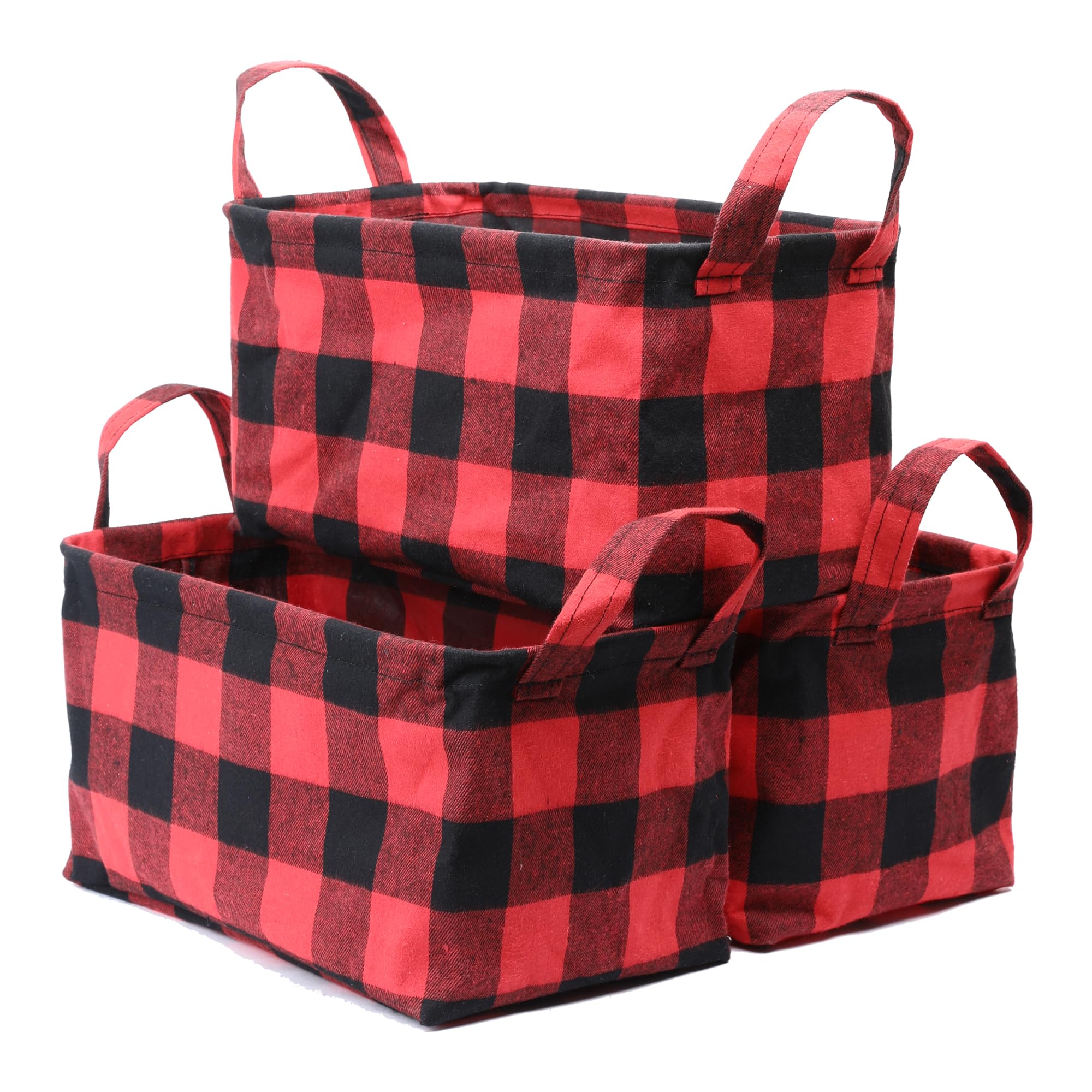 Kaaltisy Classic Buffalo Collapsible Basket, 3 Pack Storage Basket Set Buffalo Plaid Shelf Basket Decorative Organizing Baskets 
