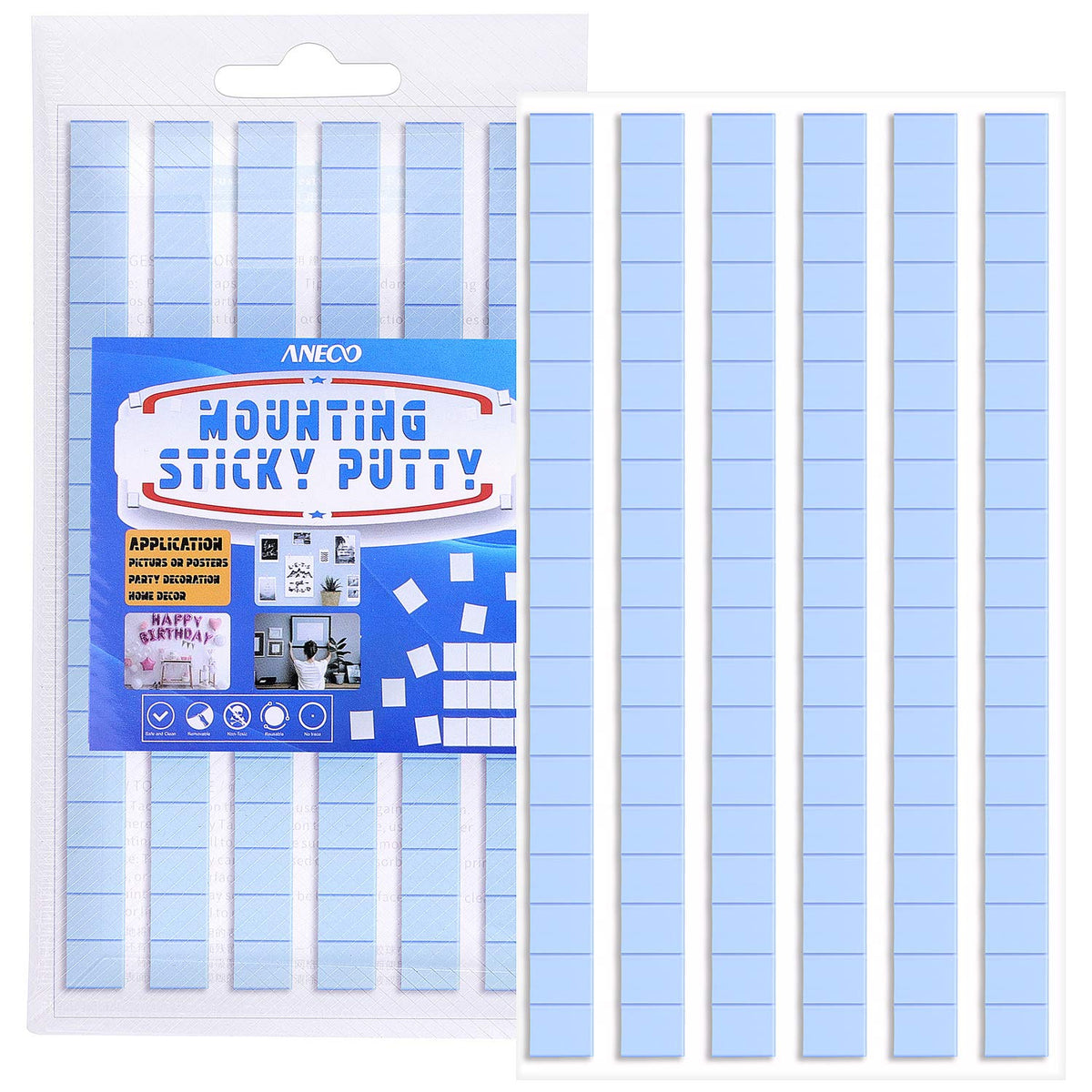 Aneco 96 Pieces Reusable Mounting Putty Adhesive Poster Tacky Putty Removable Non-Toxic Mounting Tacky Putty For Home And Office