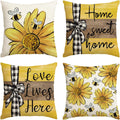 Avoin Colorlife Home Sweet Home Bee Sunflower Throw Pillow Covers, 16 X 16 Inch Love Lives Here Spring Summer Stripes Cushion Ca
