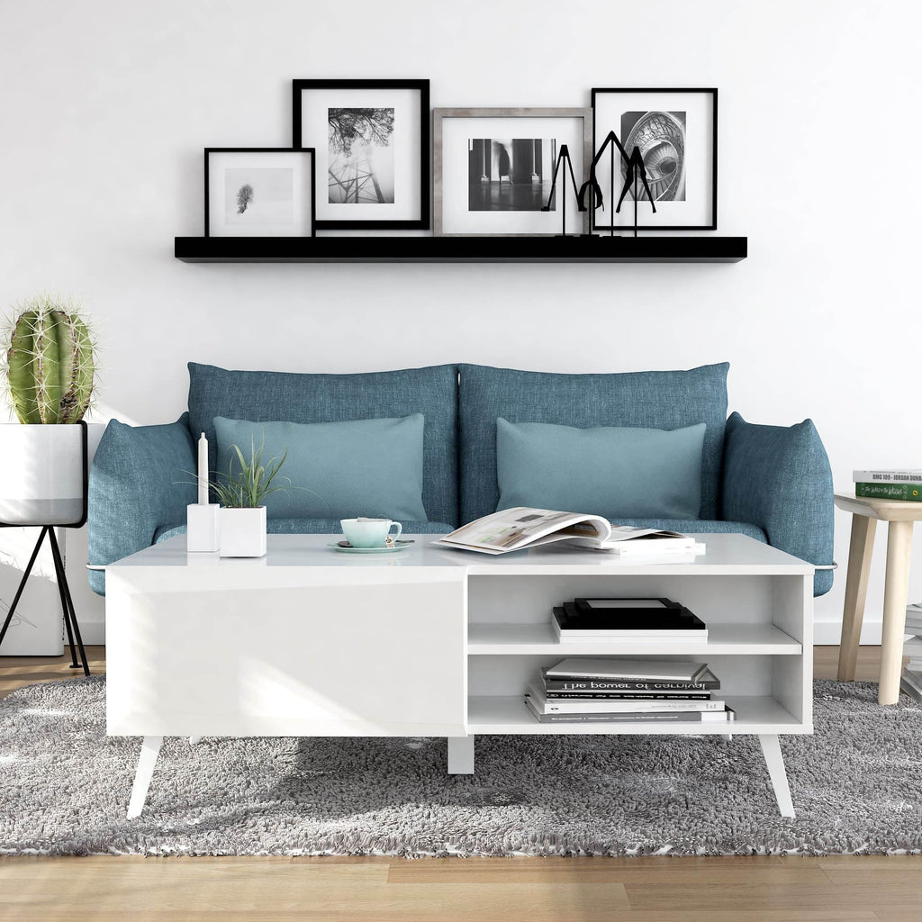Anderson Teak Altus 43" Gloss White Coffee Table, Rectangle