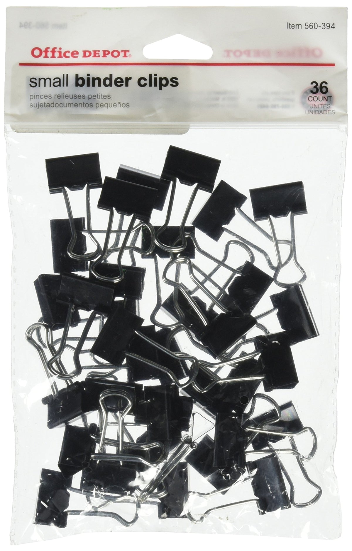 Office Depot Brand(R) Binder Clips, Small, 3/4In. Wide, 3/8In. Capacity, Black, Pack Of 36, Od77832