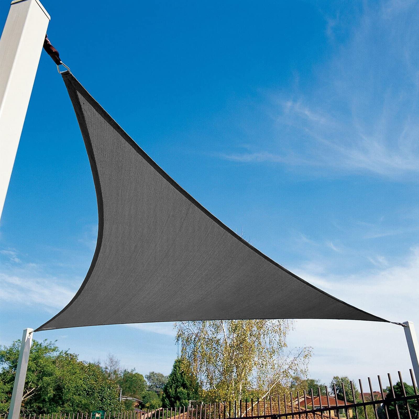 Amagenix Curved Sun Shade Sails Canopy, Dark Grey Outdoor Shade Canopy 16'X16'X16' 95% Uv Block Breathable Canopy For Outdoor Pa