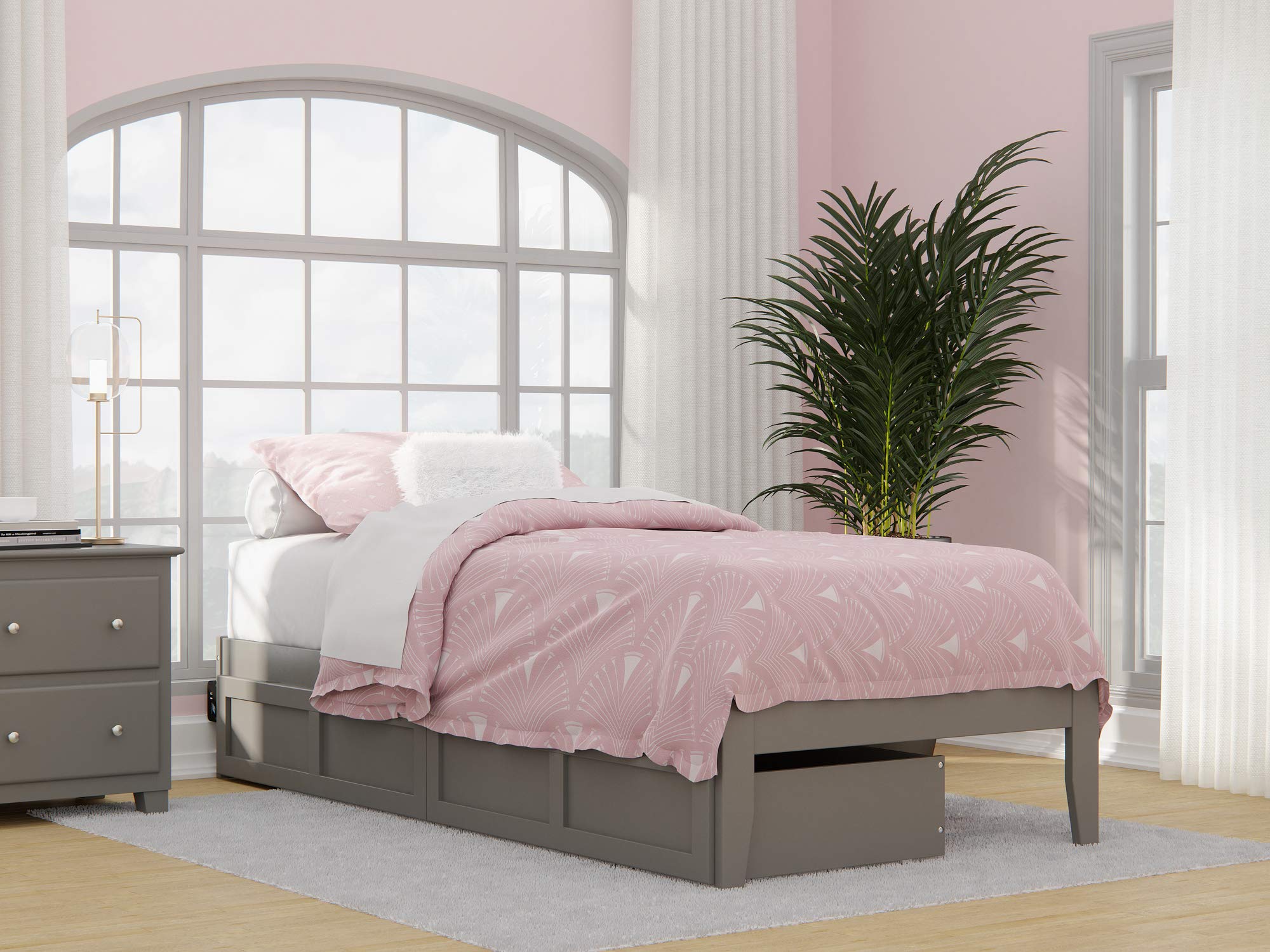 Afi, Colorado Twin Xl Platform Bed With 2 Storage Drawers And Usb Charger, Grey