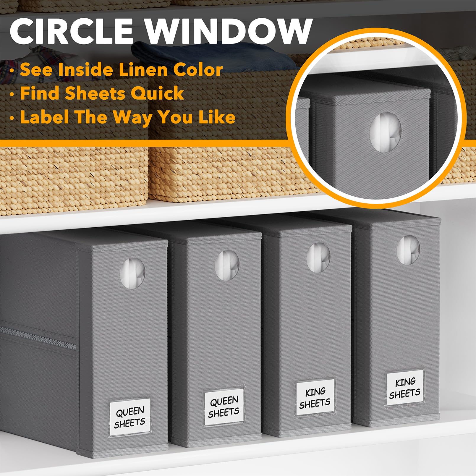 Spaceaid 4 Pack Bed Sheet Organizers And Storage, Foldable Sheet Organizer For Linen Closet, Sheets Set Folder Keeper With Windo