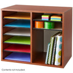 Safco 12-Compartment Wood Adjustable Literature Organizer Brown
