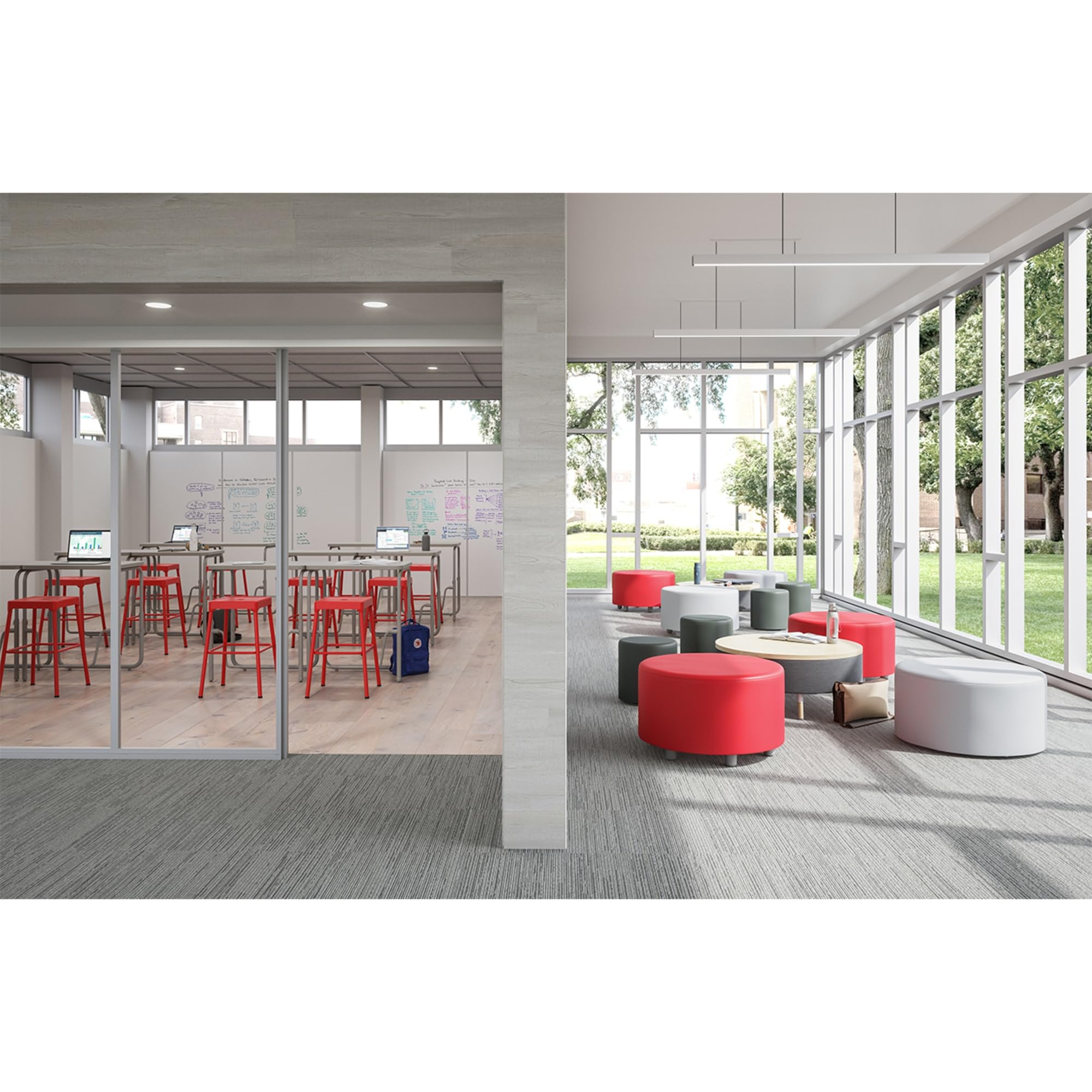 Safco Stool, 25", Brighten Up Your Space With Bright Colors And Modern Styling, 4 Rubber Feet For Non Slip And Won'T Damage Floors, Red